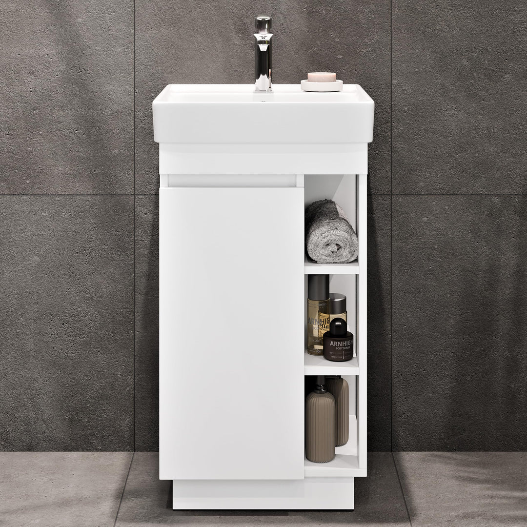 Planetmöbel Nyx Badmöbel Set 2-teilig Waschtisch mit Unterschrank 45 x 85,9 x 42 cm weiss, Waschtisc