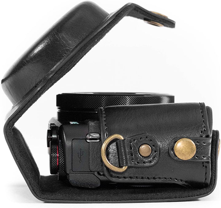 MegaGear Leder Kameratasche für Canon PowerShot G7X Kamera (Schwarz), Schwarz