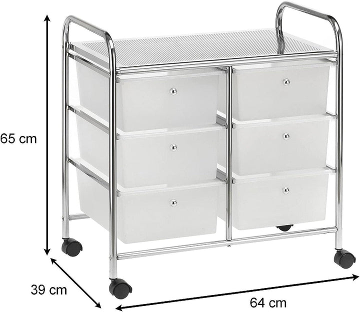 IDIMEX Badregal Rollwagen Rollcontainer GINA, mit 6 transparenten Schubladen und Metallgestell verch