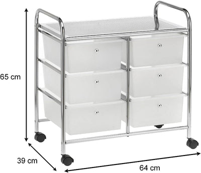 IDIMEX Badregal Rollwagen Rollcontainer GINA, mit 6 transparenten Schubladen und Metallgestell verch