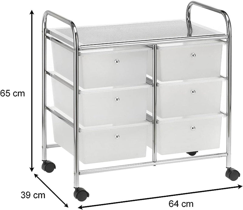 IDIMEX Badregal Rollwagen Rollcontainer GINA, mit 6 transparenten Schubladen und Metallgestell verch