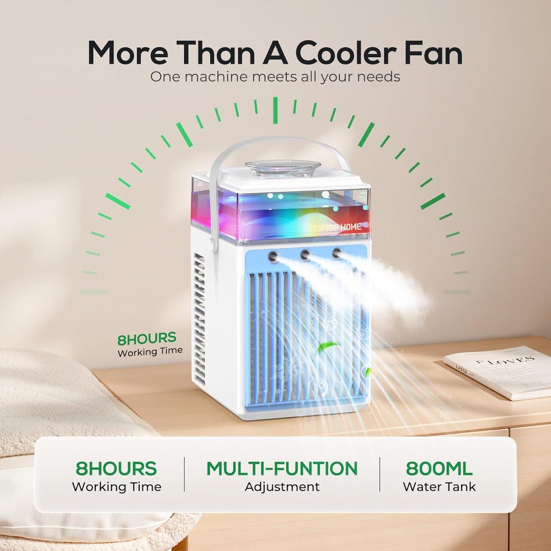 Mobile Klimaanlage, 5 in 1 Mini Klimagerät mit App-Steuerung, Persönlich Ventilator mit 800ml Wasset