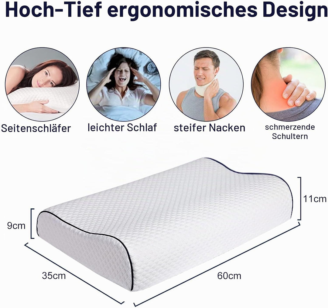 Fityou Ergonomisches Schlafkissen, Memory Foam Kopfkissen, nackenstützkissen, Höhenverstellbar, wasc