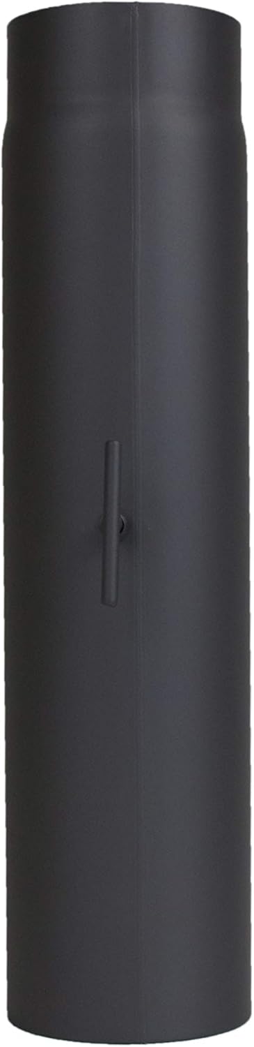 Ofenrohr 500 mm Verlängerung mit Drosselklappe - im Durchmesser Ø 120 mm - Farbe: schwarz - Rauchroh