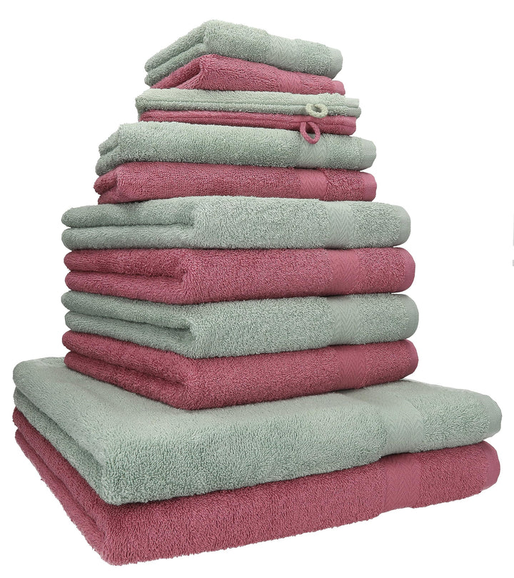Betz 12-TLG. Handtuch Set Premium 100% Baumwolle 2 Duschtücher 4 Handtücher 2 Gästetücher 2 Seiftüch