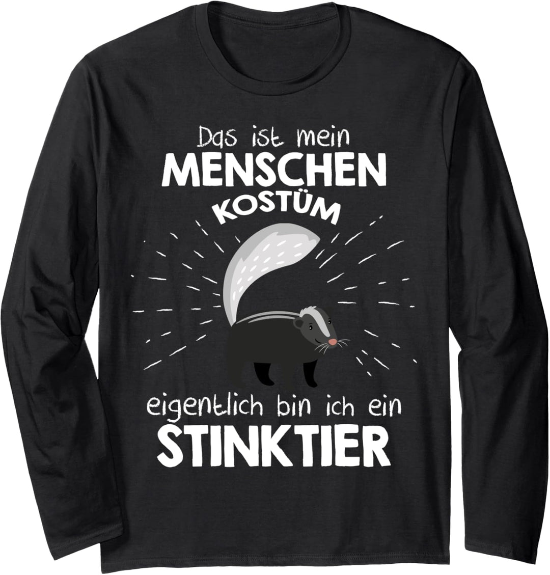 Mein Menschen Kostüm Bin ich ein Stinktier, Halloween Outfit Langarmshirt