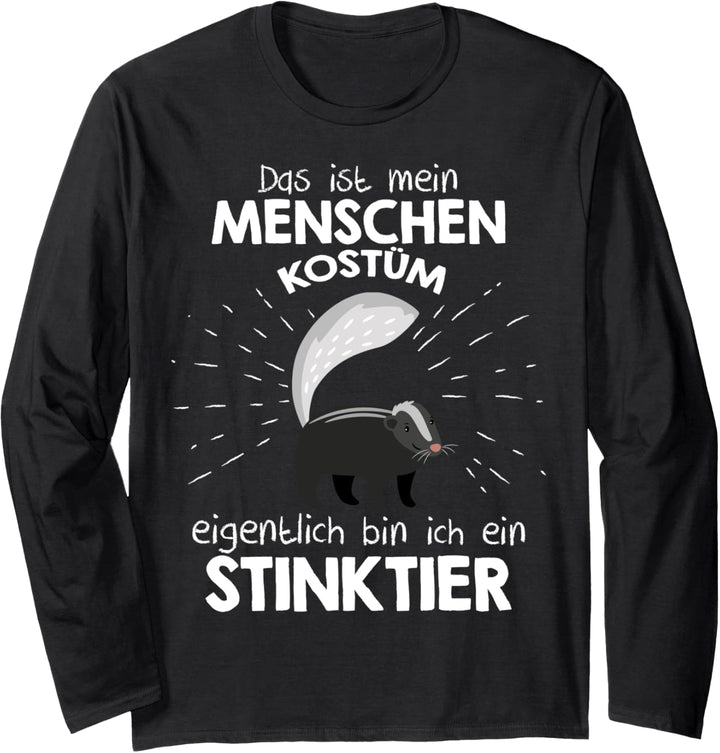 Mein Menschen Kostüm Bin ich ein Stinktier, Halloween Outfit Langarmshirt