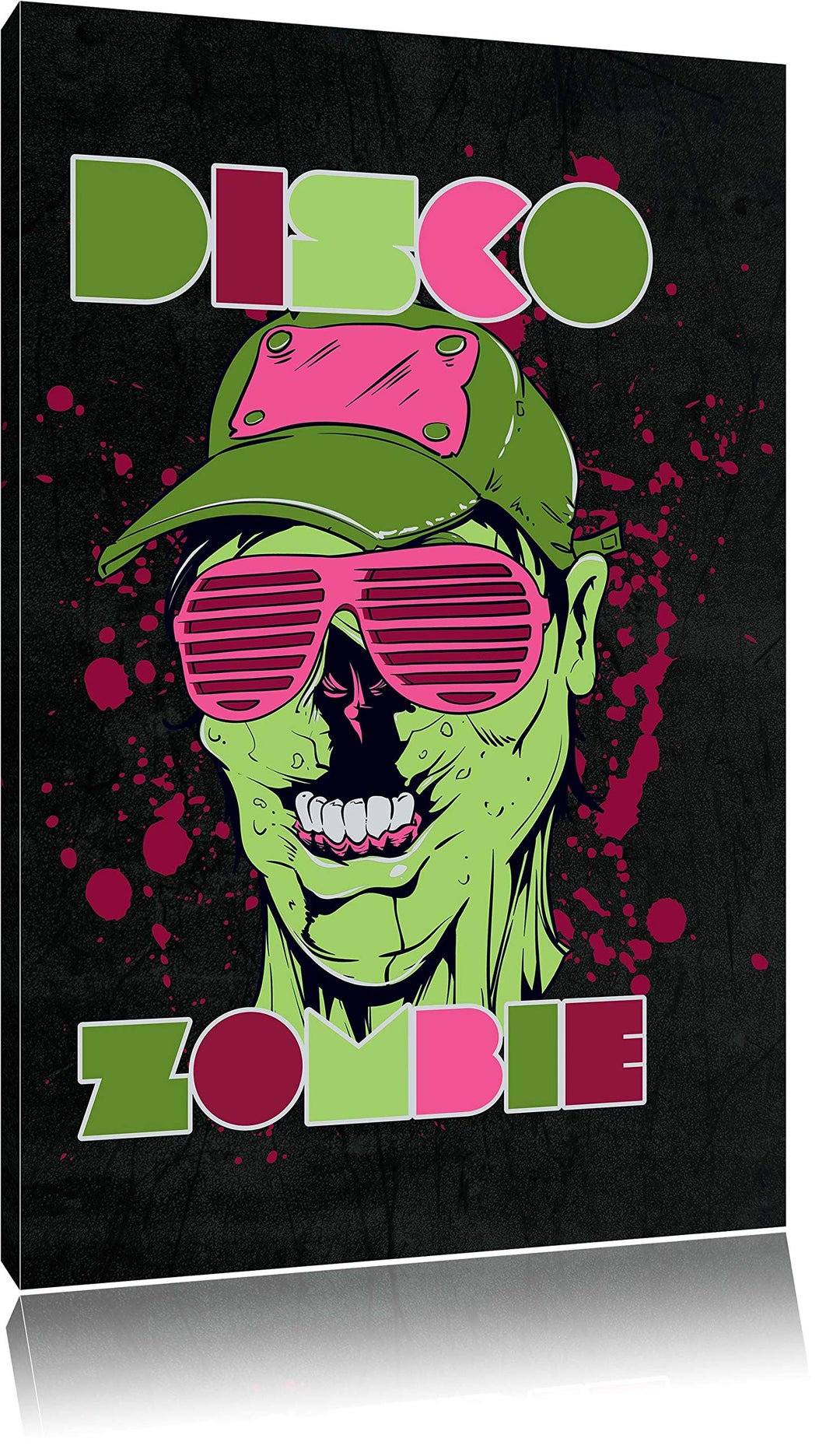 Dark Disco Zombie black Leinwandbild Bild auf Leinwand, XXL riesige Bilder fertig gerahmt mit Keilra