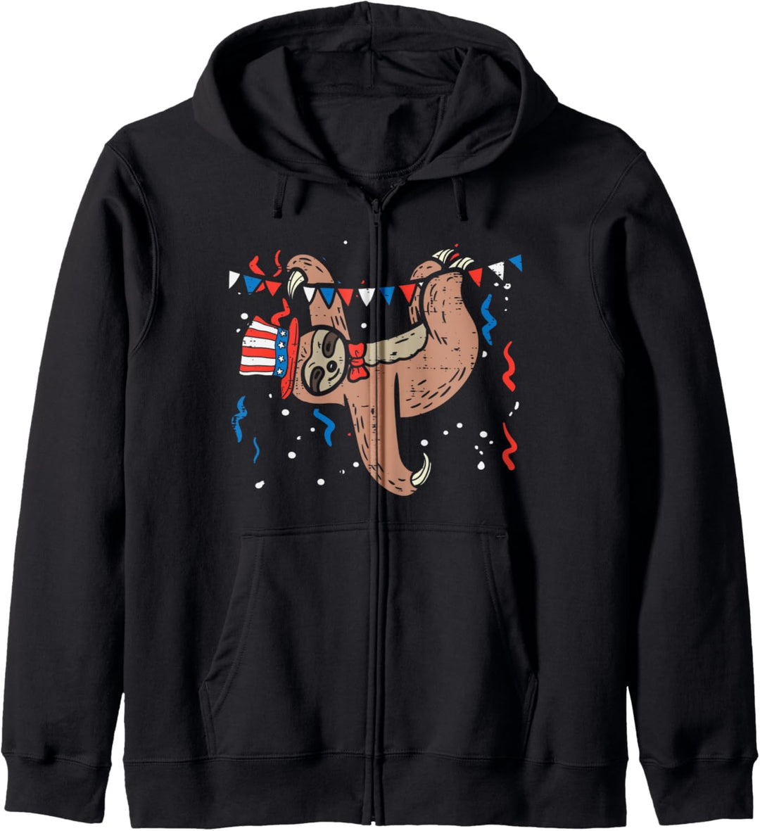Hanging Sloth American Flag USA 4th Of July Fourth Animal Kapuzenjacke