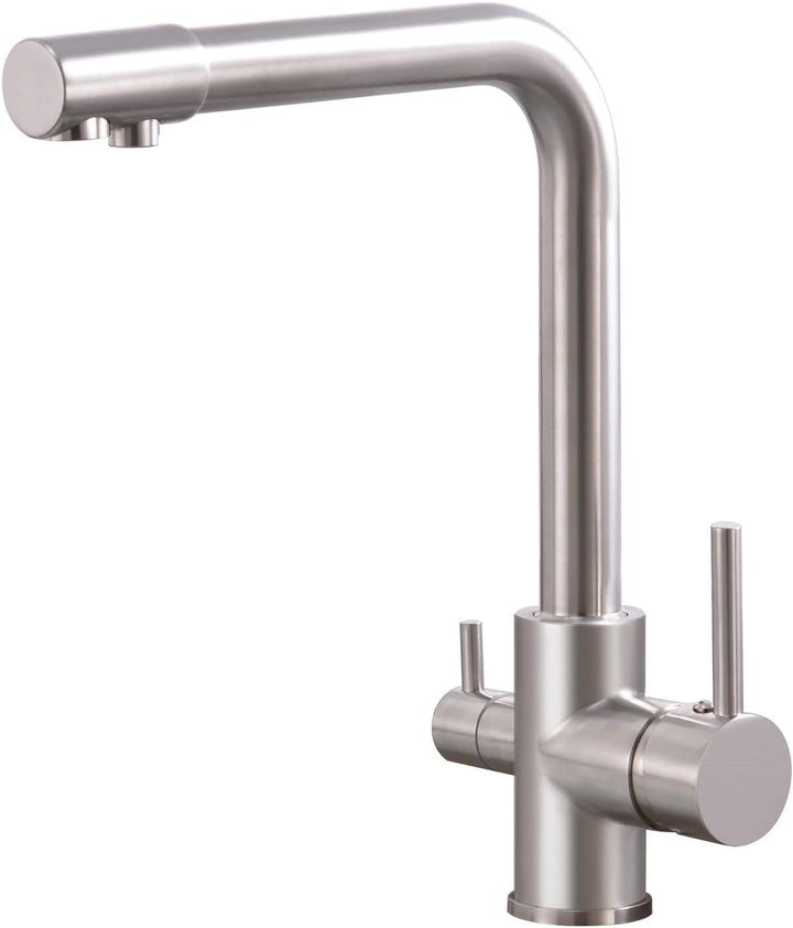 KEOKBON 3 Wege Wasserhahn Küche, Trinkwasserhahn Küchenarmatur, 360° Schwenkbar Wasserhähne, Spültis