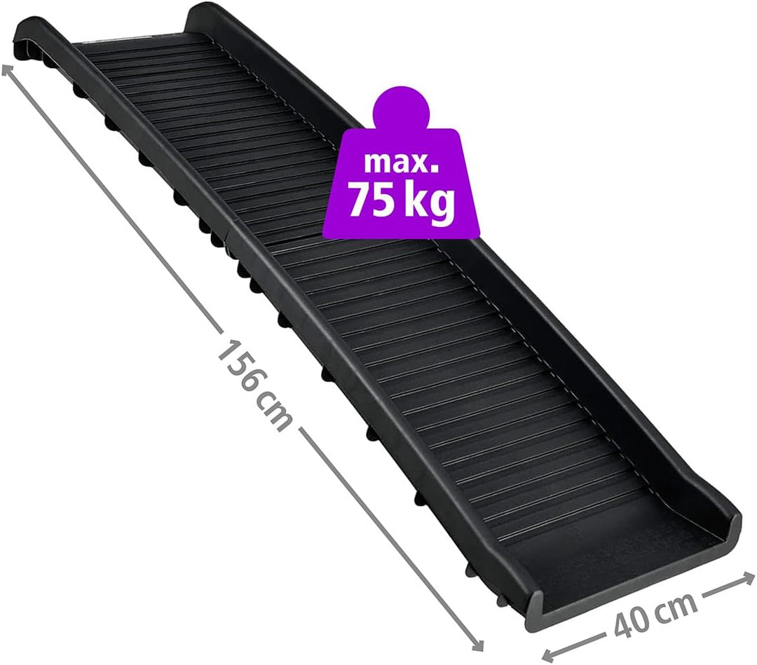 VOZZY® Auto Kofferraumrampe klappbar Hunderampe max75kg Sicher, Schonend,156x40cm Hundetreppe aus Ku