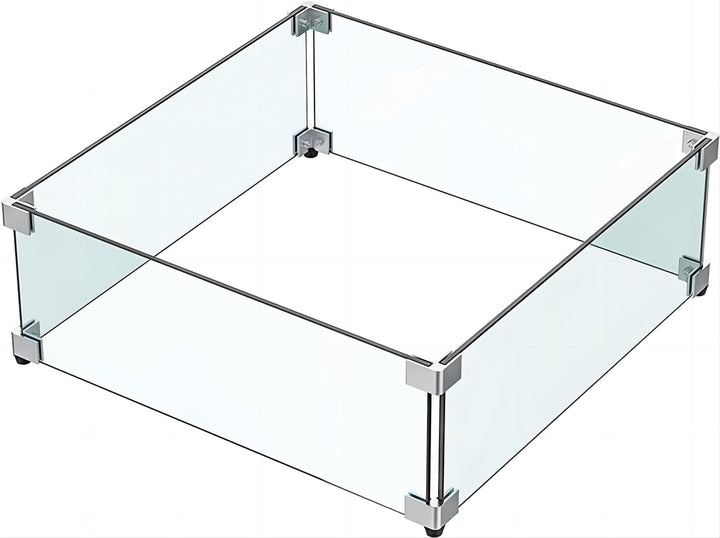 MESIDA 36 x 36 x 15 cm Feuerstelle, Glas-Windschutz, gehärtetes Glas, Feuerstelle, Tischschild, dick