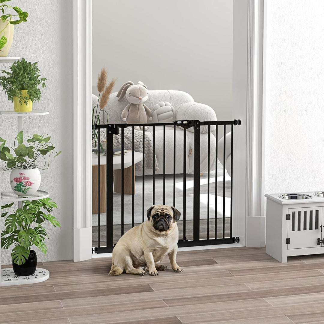 PawHut Türschutzgitter Treppenschutzgitter mit 14 cm Verlängerung Türgitter ohne Bohren mit Auto-Clo