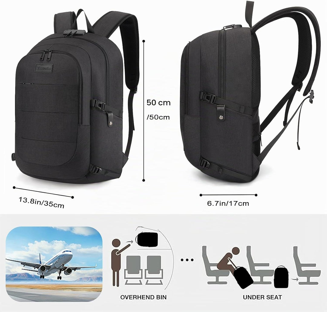 Tzowla Anti Diebstahl Laptop Rucksack für Herren,Rucksack Wasserdicht mit USB-Ladeanschluss und Schl