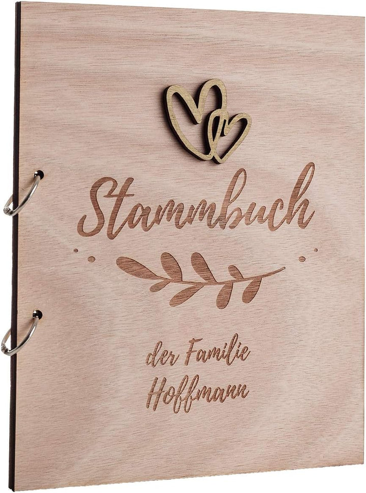 Hochzeitideal Stammbuch der Familie Familienstammbuch Holzcover inkl. Lasergravur (Fiore Personalisi