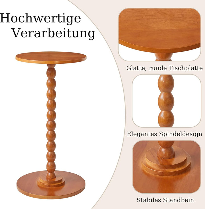 Runder Beistelltisch, Kleiner Beistelltisch, Moderner Akzent-Nachttisch, Sofatisch mit Beinen aus Ma