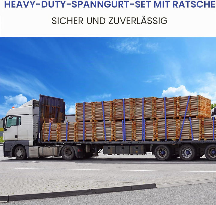 Schwerlast 5000kg Spanngurte mit Ratsche und Haken,4 Stück Spanngurt 9m,Zurrgurte,50mm breit,Ratsche