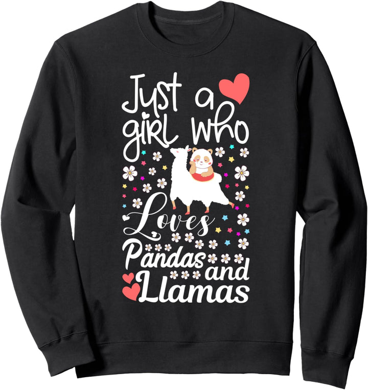 Panda Bear Gift Cute Just a Girl Who Loves Pandas and Llamas Sweatshirt