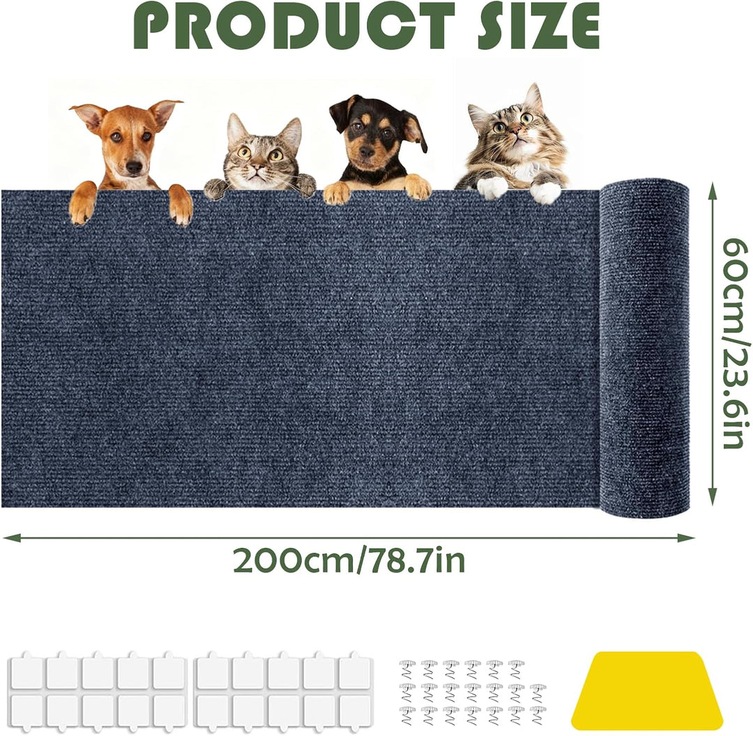 Kratzmatte Selbstklebend 60x200 cm, Selbstklebende Kratzschutzmatte Kratzteppich Katze Kratzschutz f