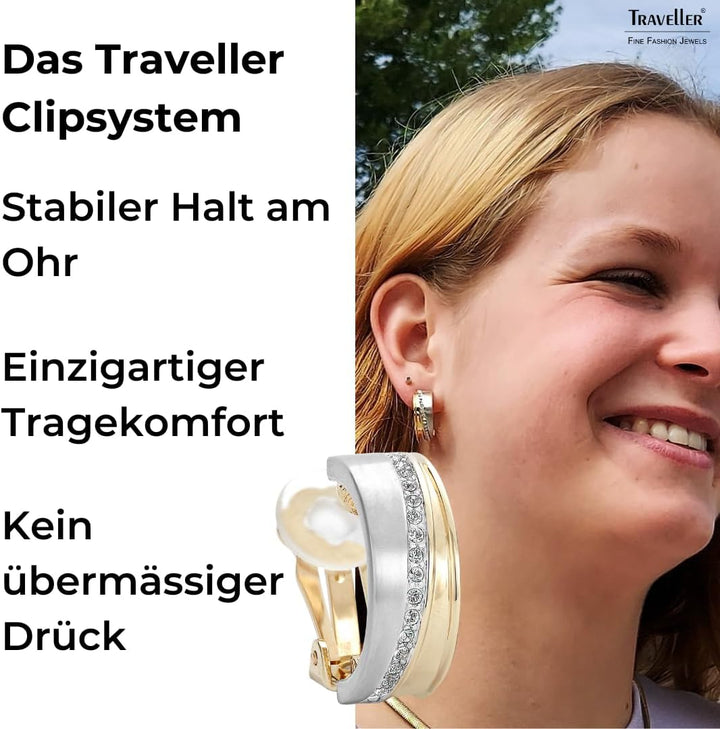Traveller Ohrclip - Damen - Kristall-Steine - bicolor - 156959