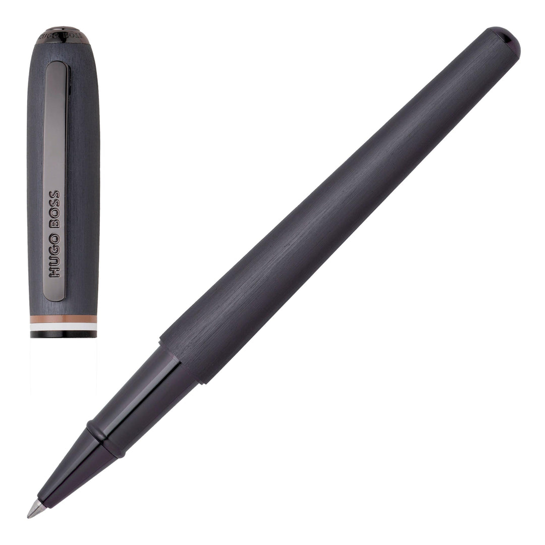 Hugo Boss Contour Iconic Tintenroller aus Messing und Aluminium in der Farbe Schwarz, Länge: 13,6cm,