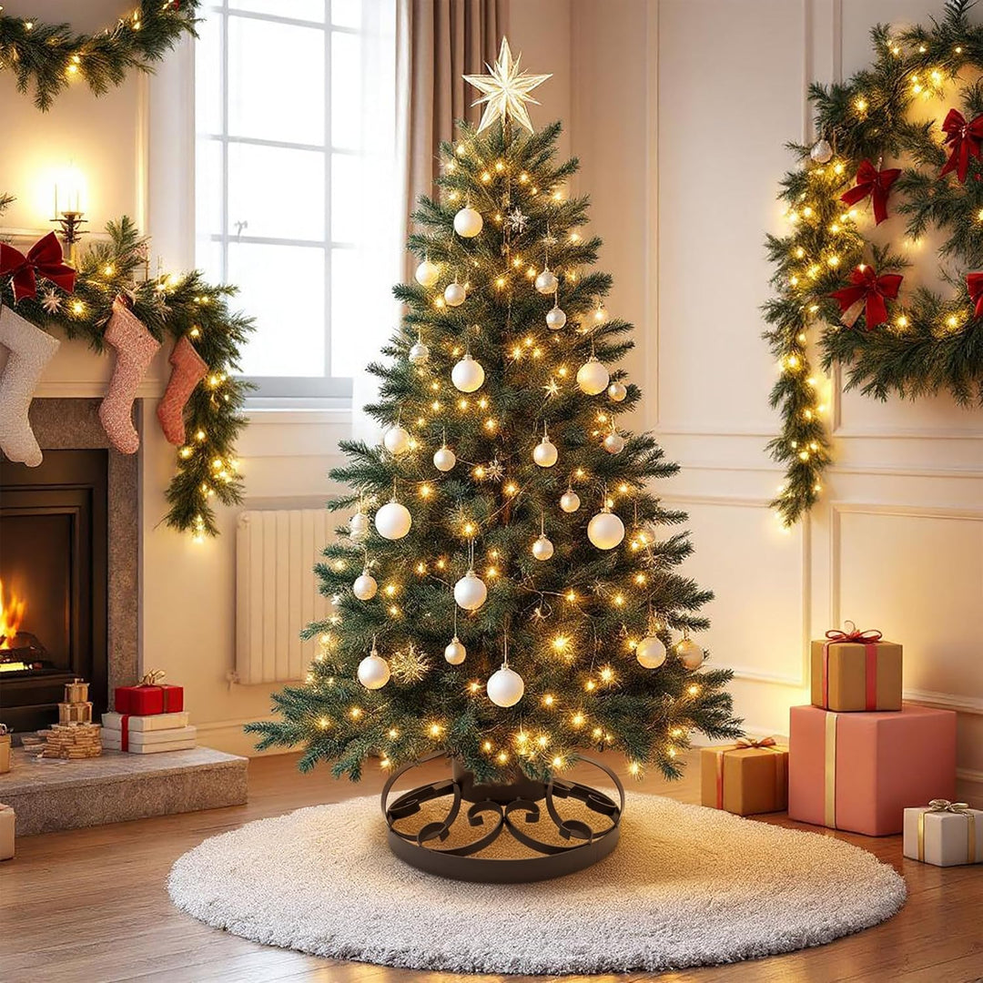 Spetebo Metall Weihnachtsbaumständer im antiken Deisgn - 35 cm - Christbaumständer mit Wasserschale