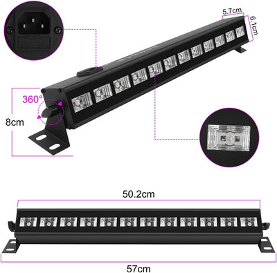 UV Beleuchtung, UKing Schwarzlicht LED mit 12 x 3W UV LED Bar Lichteffekte mit Fernbedienung Partyli