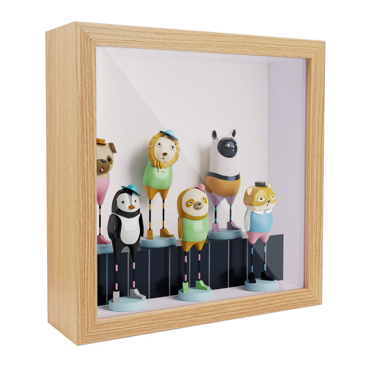 3D Shadow Box(22.3x22.3x6cm) Bilderrahmen aus Holz tiefe Box quadratisch tiefe Vitrine für Medaillen