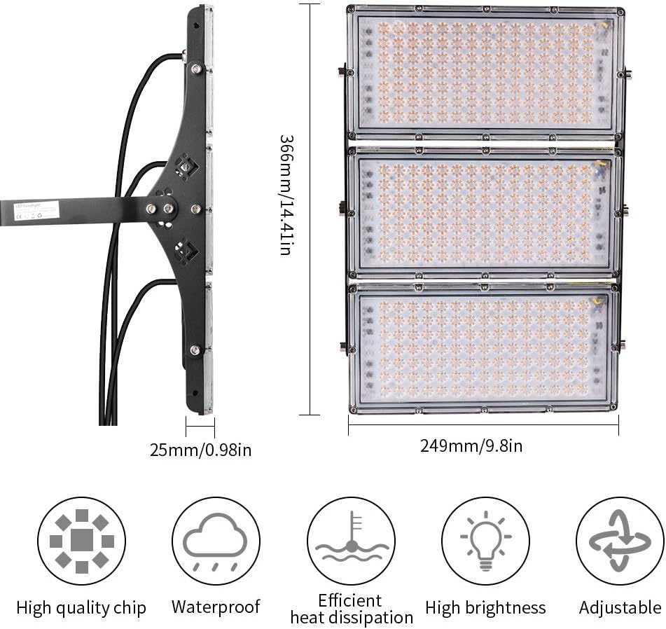 Sararoom 4Pack 300W LED Strahler Aussen, Superhell 30000LM 3000K Warmweiss Scheinwerfer Aussenstrahl