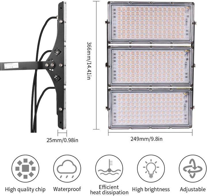 Sararoom 4Pack 300W LED Strahler Aussen, Superhell 30000LM 3000K Warmweiss Scheinwerfer Aussenstrahl