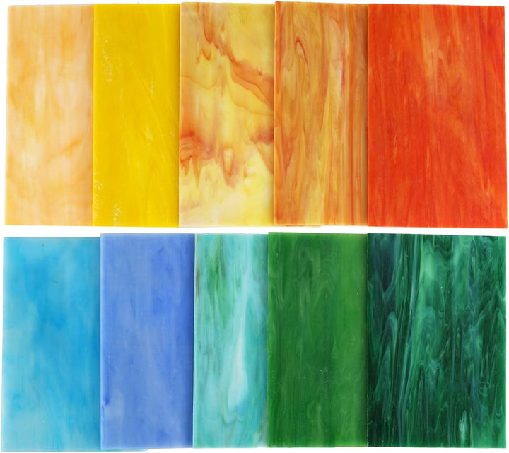 Lanyani (10 Blatt) Vielzahl Buntglas-Blätter, 10,2 x 15,2 cm grosse Kathedrale Glasmosaikfliesen zum
