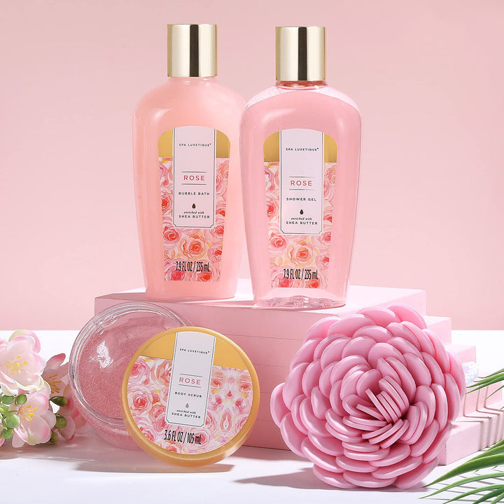 Geschenkkorb für Frauen, SPA LUXETIQUE 12tlg Rosenduft Bade Geschenkset, Valentinstag Geschenke für
