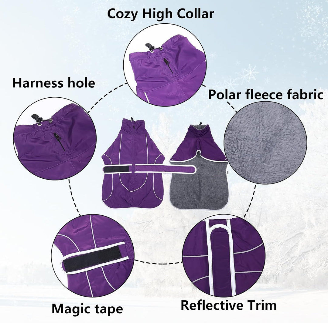 Geyecete-Wasserdicht Windhunde Mantel Fleece Whippet Pullover Winterjacke,Verstellbaren Reflektieren