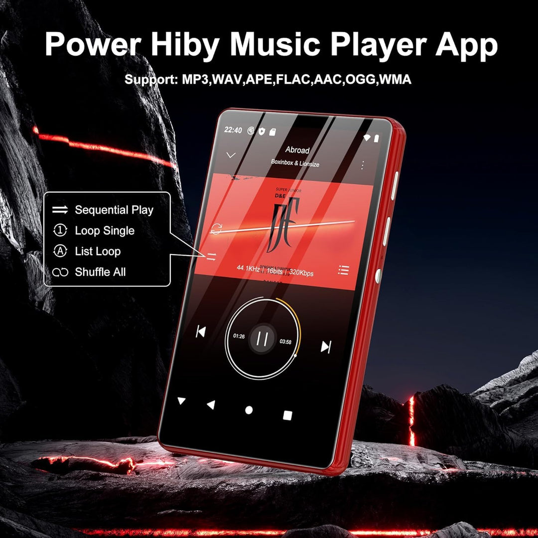 SWOFY 4,0 Zoll Touchscreen MP3 MP4 Player, Bluetooth sowie WiFi, portables Stereogerät, FM Radio, Re
