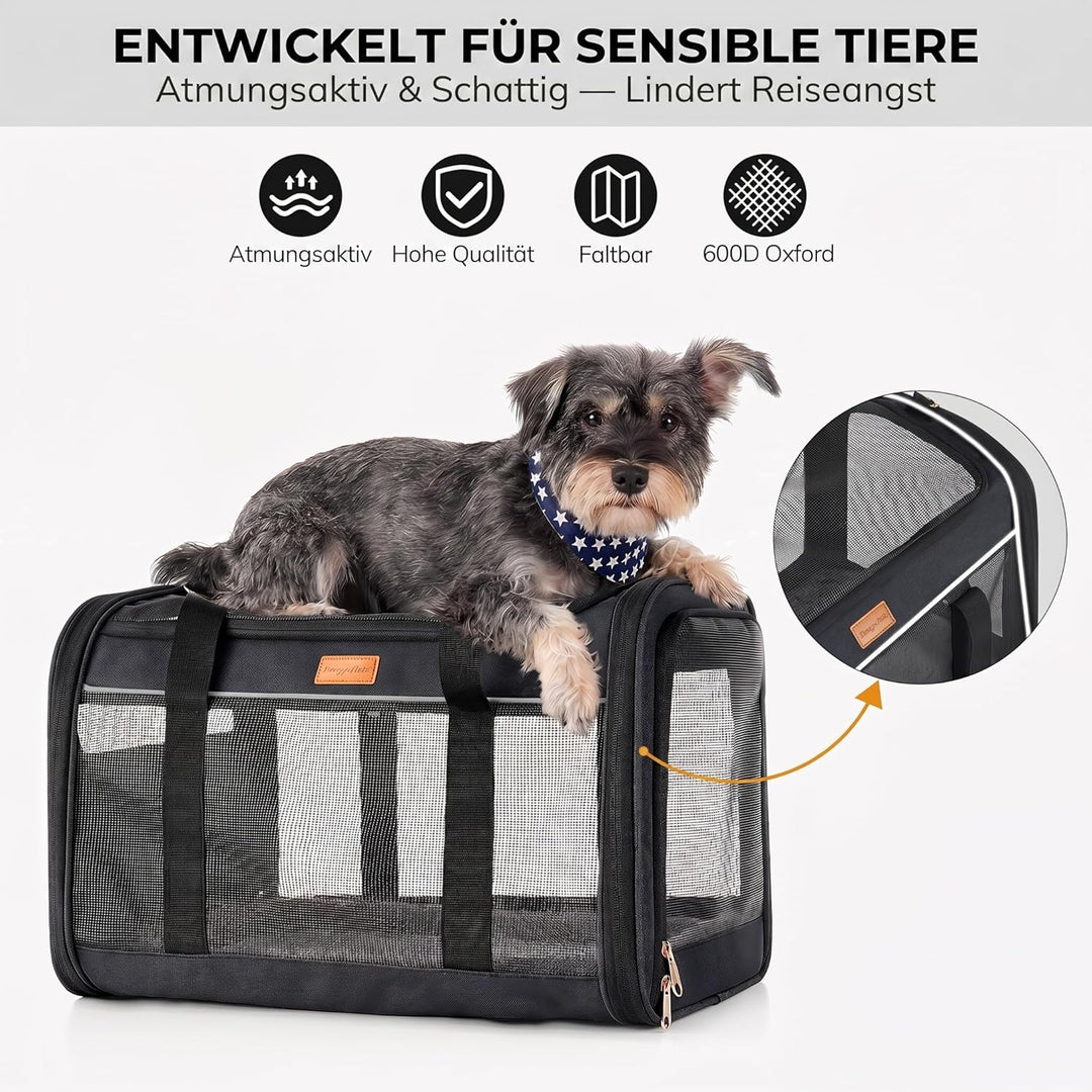 Morpilot Katzentransportbox für grosse Katzen & Welpen bis 12 kg, Transportbox Katze mit 4-seitigem