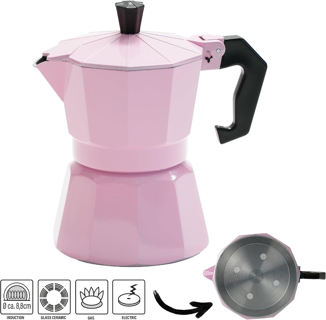 STONELINE Espressokocher Induktion aus Aluguss 170 ml, 4 Tassen, für alle Herdarten, Italienischer K