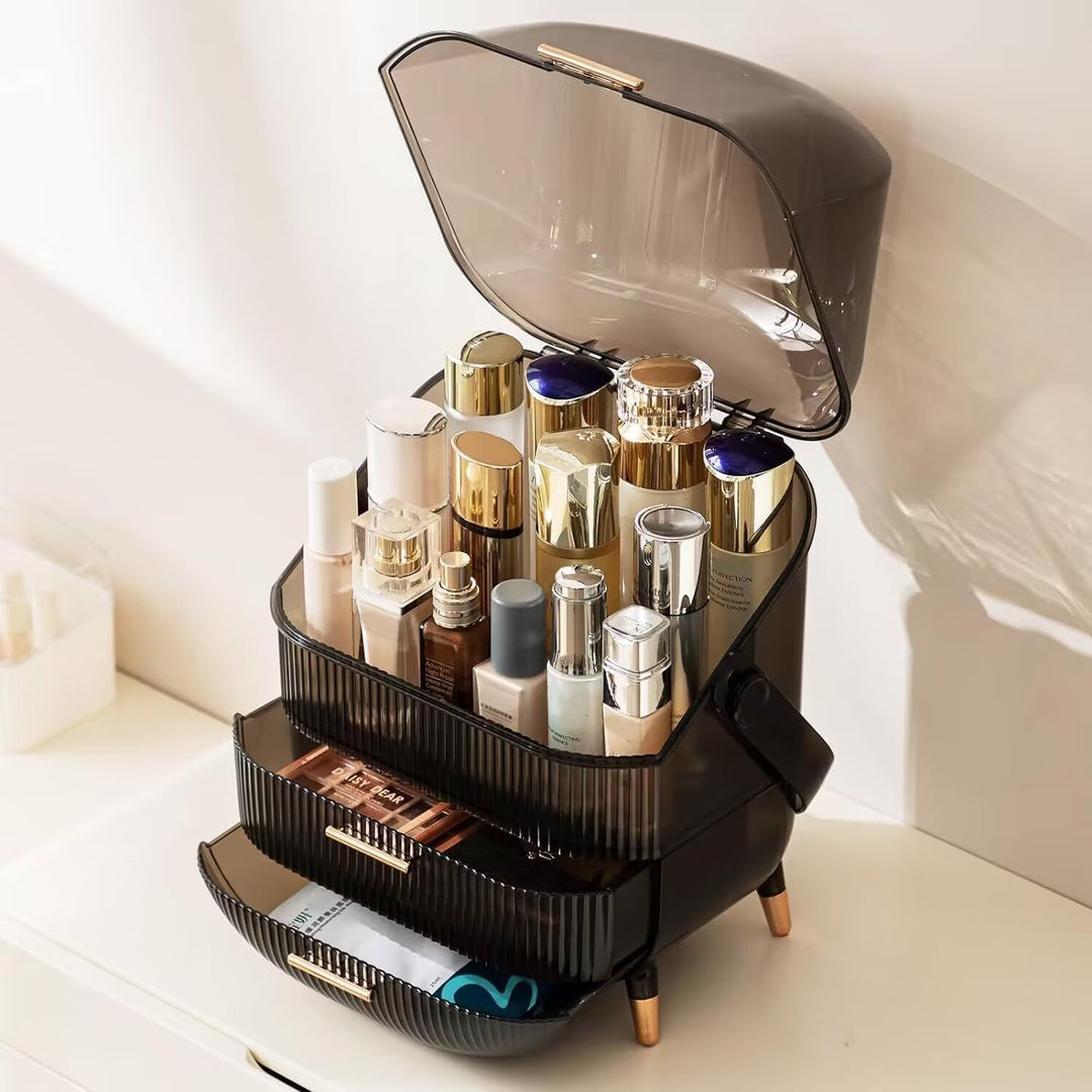 Make Up Organizer, 3 Schichten Grosse Kapazität Kosmetikaufbewahrung, staubdichte, wasserdichte Kosm