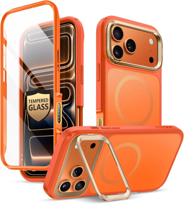 i-Blason für iPhone 17 Pro Max Hülle MagSafe mit Ständer [9H Displayschutz aus gehärtetem Glas] [Kam