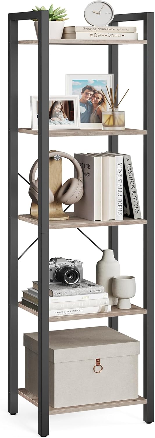 VASAGLE Regal, Bücherregal, Standregal, Aufbewahrungsregal mit 5 Ebenen, Industrie-Design, für Wohnz