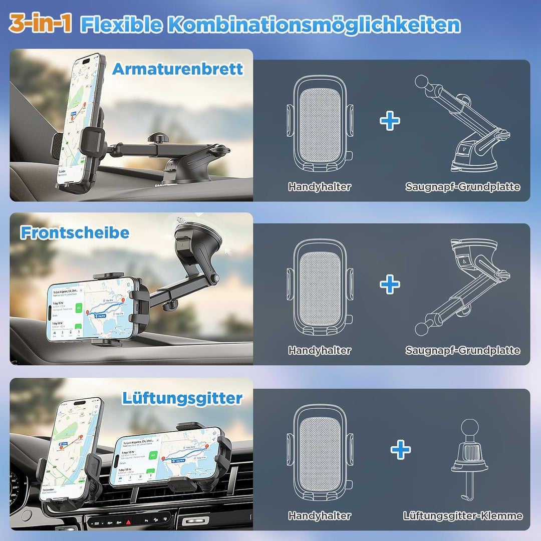 Handyhalterung Auto Upgrade Super Saugnapf＋Hakenclip Handy Halterung Auto Universal für Armaturenbre