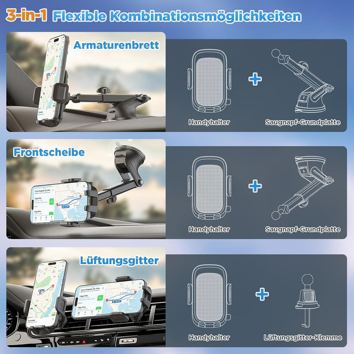 Handyhalterung Auto Upgrade Super Saugnapf＋Hakenclip Handy Halterung Auto Universal für Armaturenbre