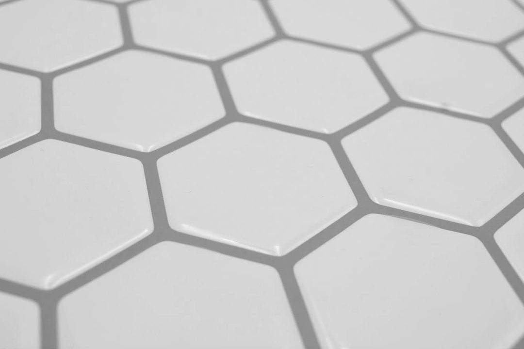 Selbstklebende Mosaik Folie Vinyl Hexagon Optik weiss Küchenrückwand | 10 Mosaikmatten