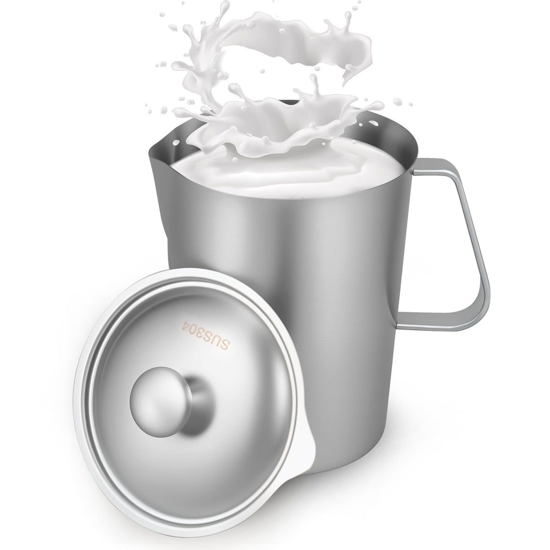 Messbecher Edelstahl 2000ml mit Feinskala Griff Milchkännchen Edelstahl mit Anti-Tropf-Ausguss BPA-f