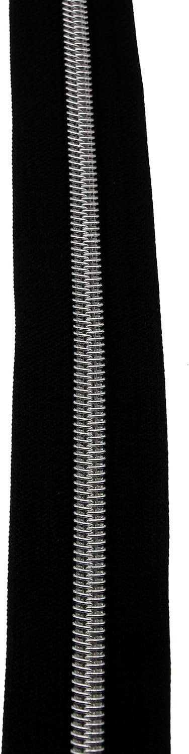 Leekayer The Yard #5 Silber-Metallic-Nylon-Spulen-Reissverschlüsse von The Yard Bulk 9,1 m schwarzes