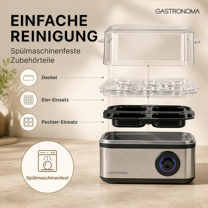 Nedis - Eierkocher - 500 W - Kapazität für 8 Eier - Perfekt hart, Mittel oder weich gekocht - Eierko
