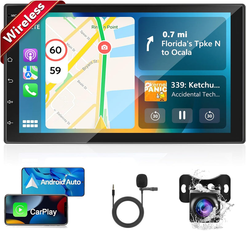 Podofo 2 DIN Autoradio mit Apple Carplay & Android Auto, 7 Zoll Touch Display Radio Auto mit Bluetoo