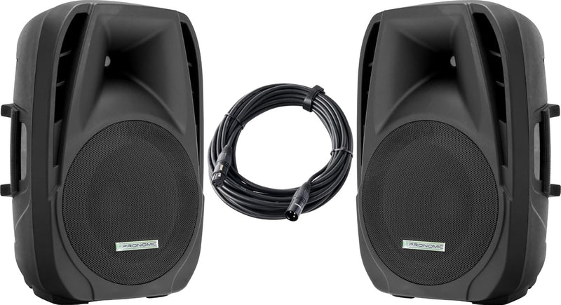 Pronomic 2X PH15A DJ Aktivboxen Mobile Lautsprecher MP3 Bluetooth 700 W (Outdoor, 15" Woofer, 34 mm