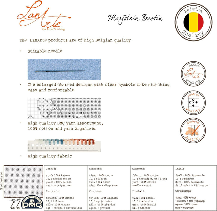 Lanarte Zählmusterpackung Schmetterlinge & Blumen Kreuzstichpackung, Baumwolle, Mehrfarbig, 56 x 32