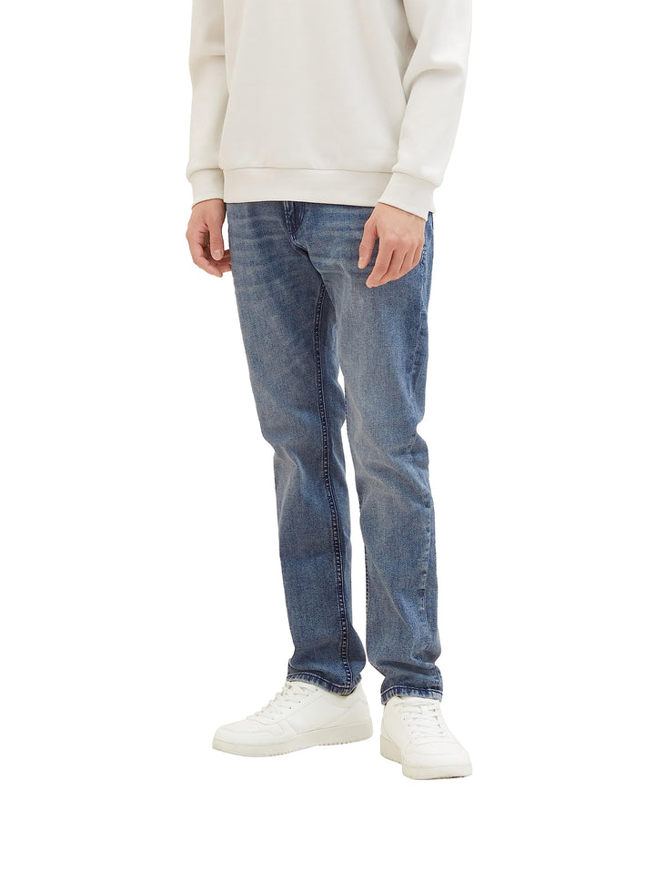 TOM TAILOR Denim Herren Piers Slim Jeans mit Stretch 27W / 32L 10118 - Used Light Stone Blue Denim,