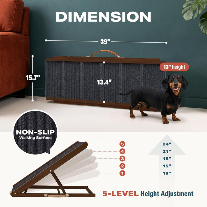 Hunderampe für Bett, kleine bis mittelgrosse Hunde für alle Rassen, 101,6 cm lang, verstellbar, 27,9